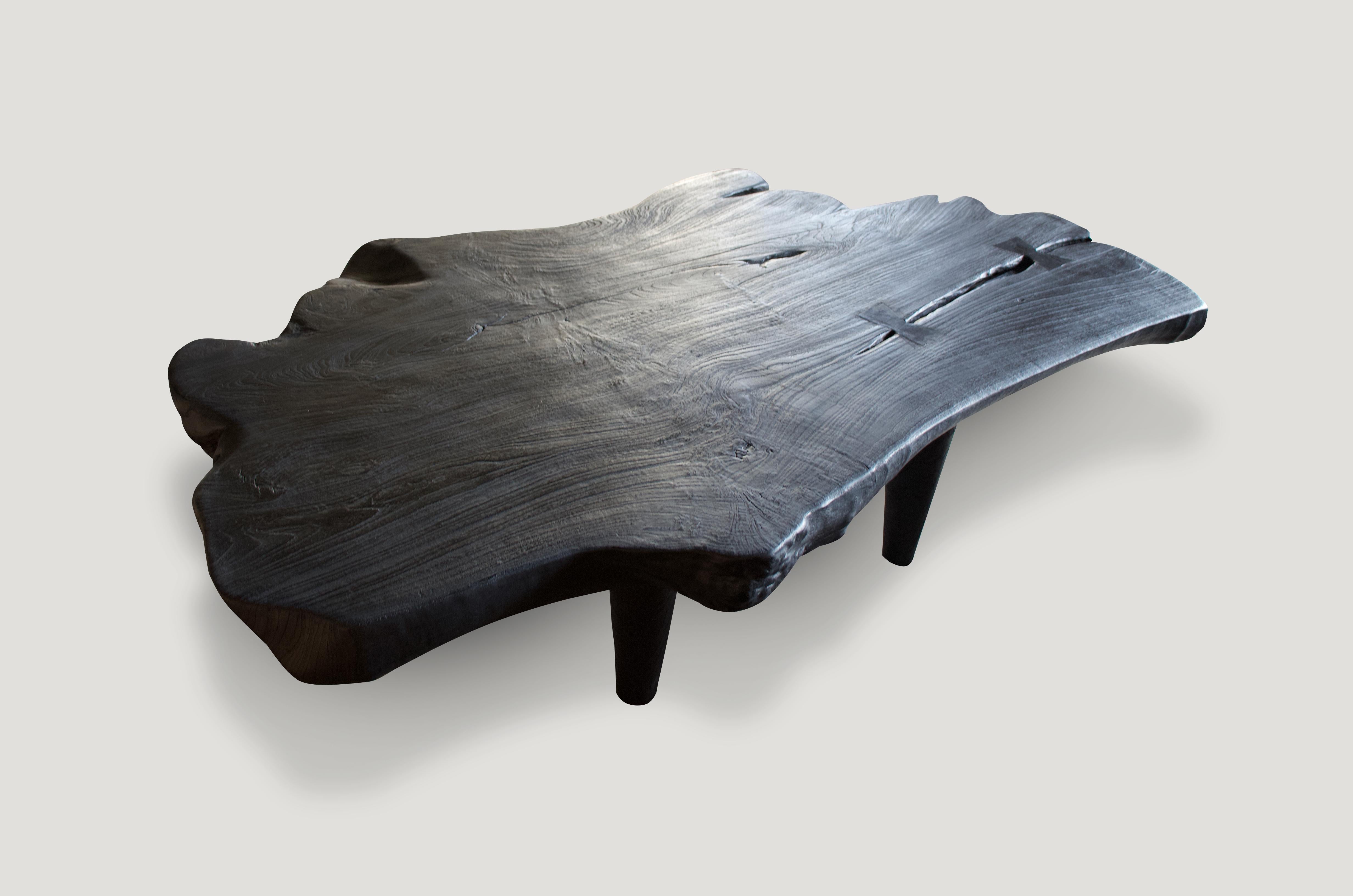 Andrianna Shamaris Organic Charred Teak Wood Coffee Table In Excellent Condition In New York, NY