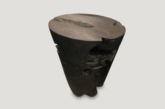 Hand Carved Teak Wood Side Table by Andrianna Shamaris, Organic Modern Design