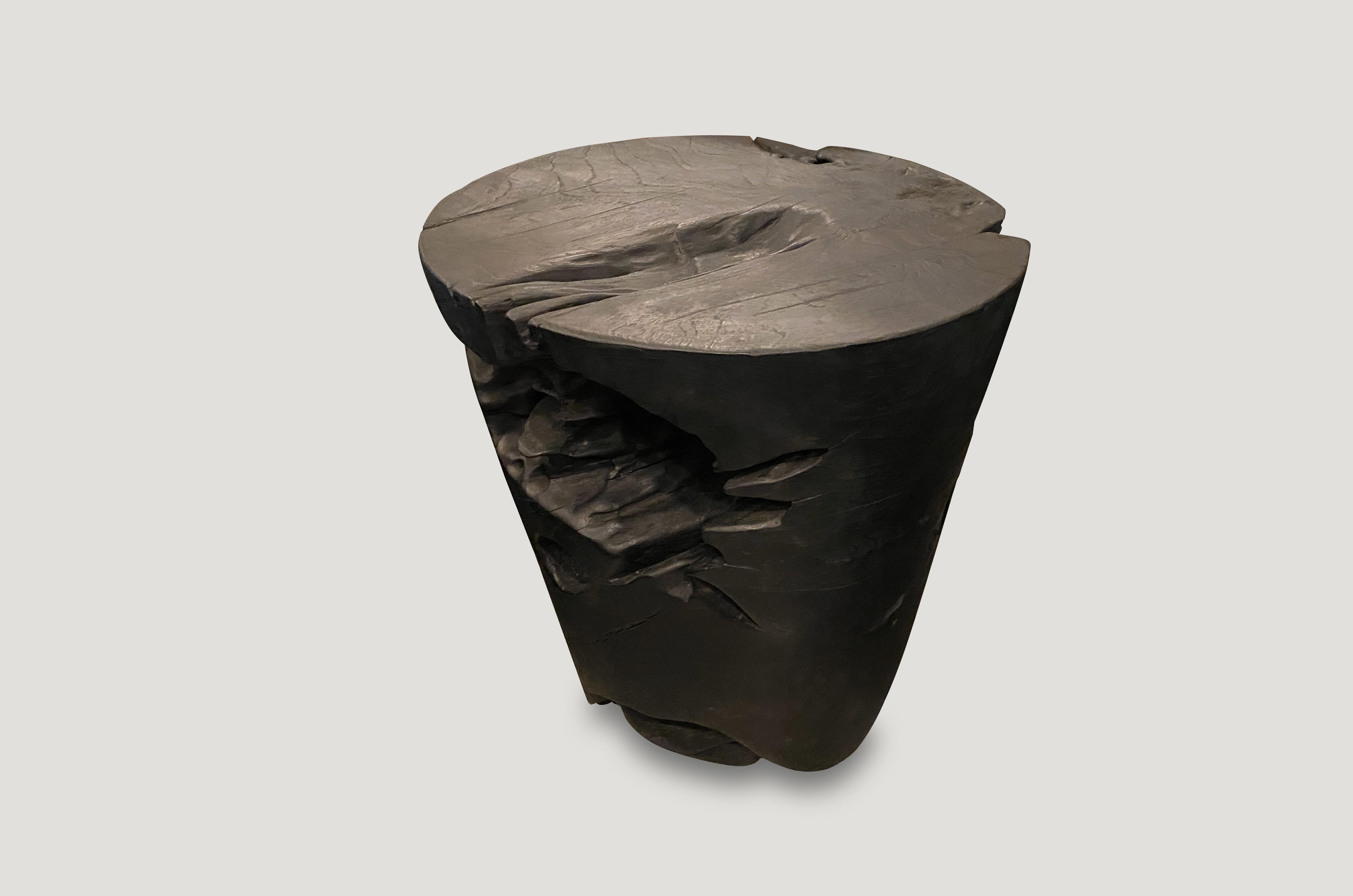 Contemporary Andrianna Shamaris Organic Charred Teak Wood Side Table For Sale