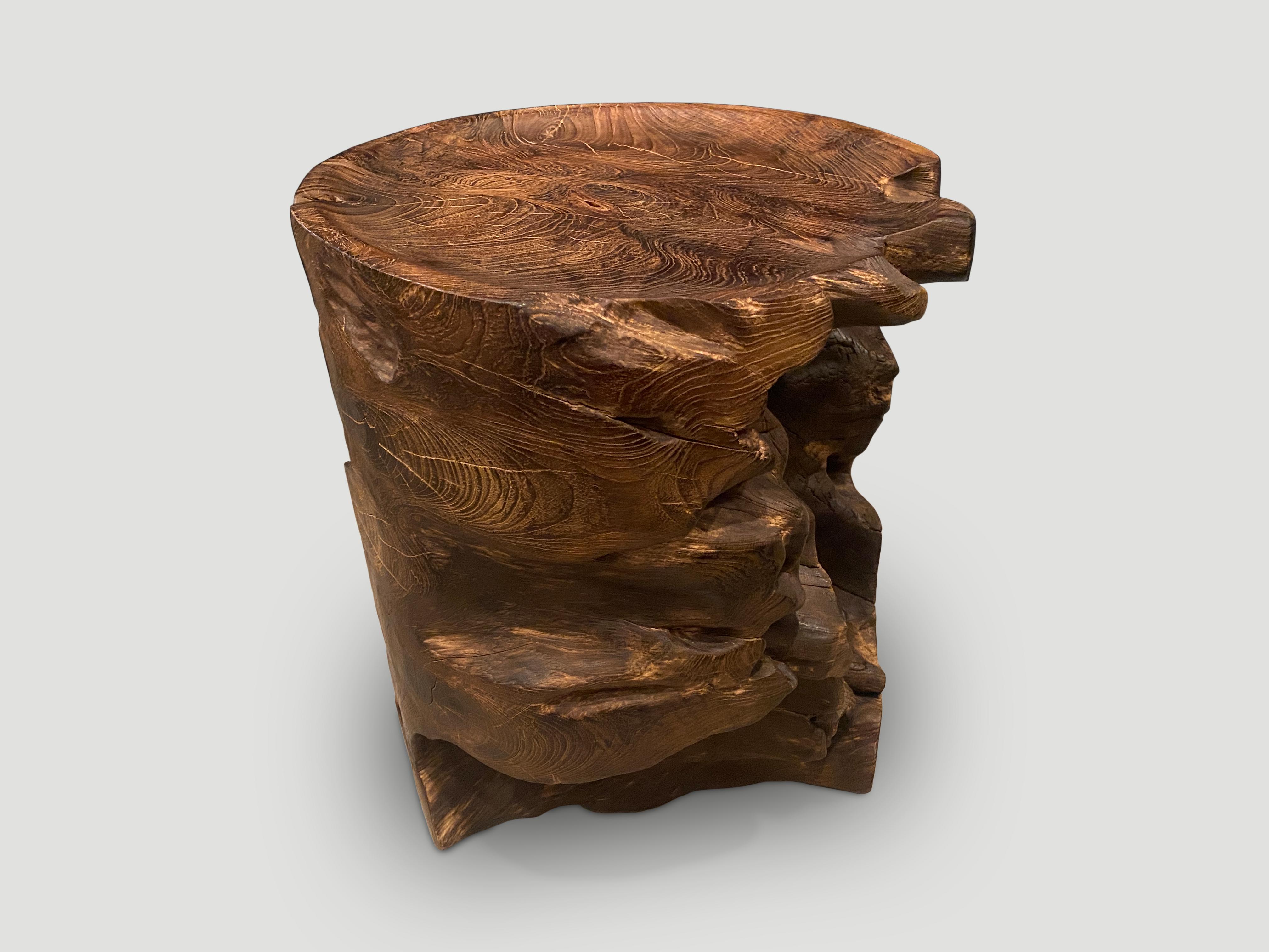 Organic Modern Andrianna Shamaris Organic Charred Teak Wood Tray Side Table