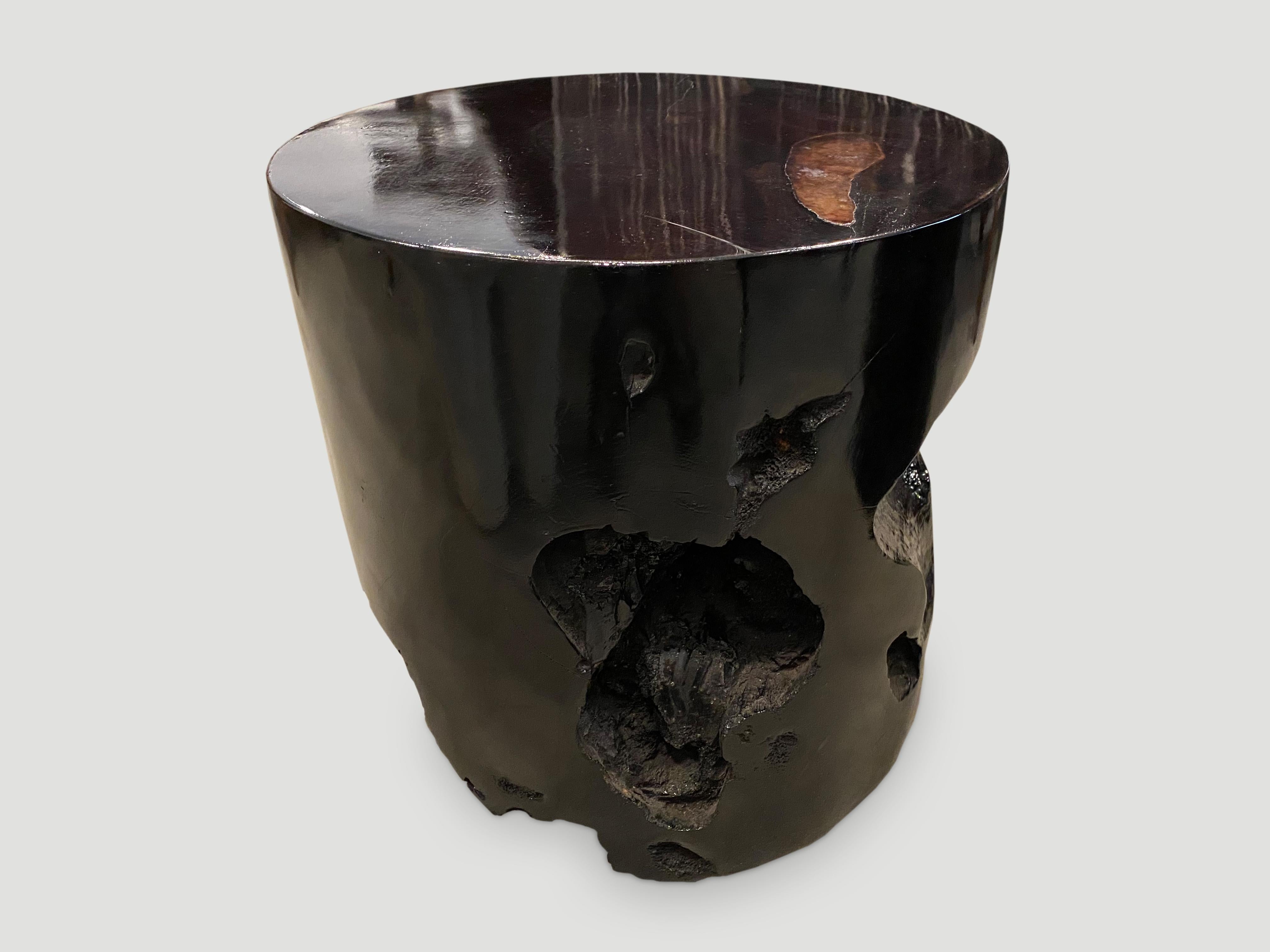 Organic Modern Andrianna Shamaris Organic Cracked Resin and Teak Wood Side Table