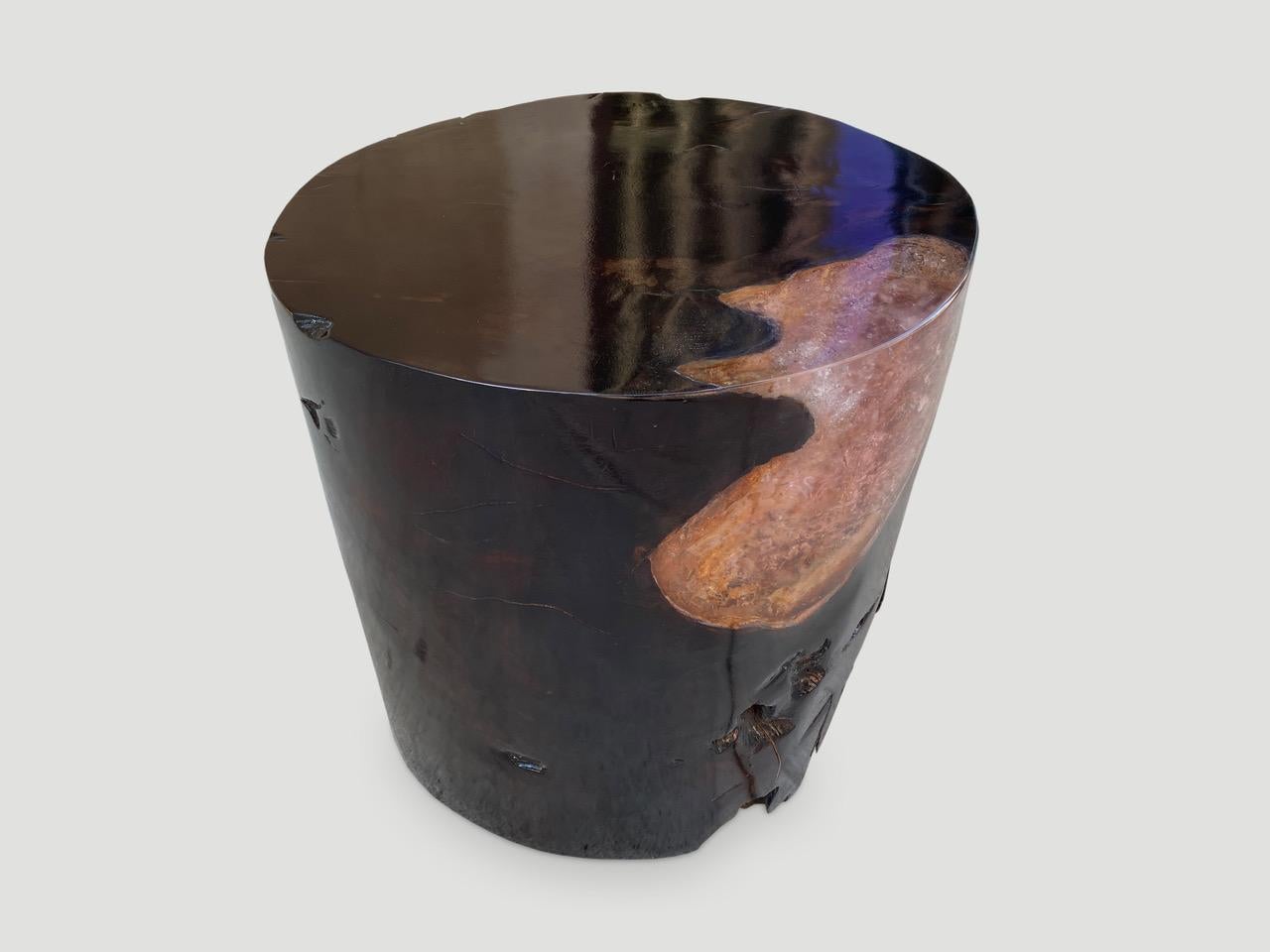 Andrianna Shamaris Organic Cracked Resin and Teak Wood Side Table In Excellent Condition For Sale In New York, NY