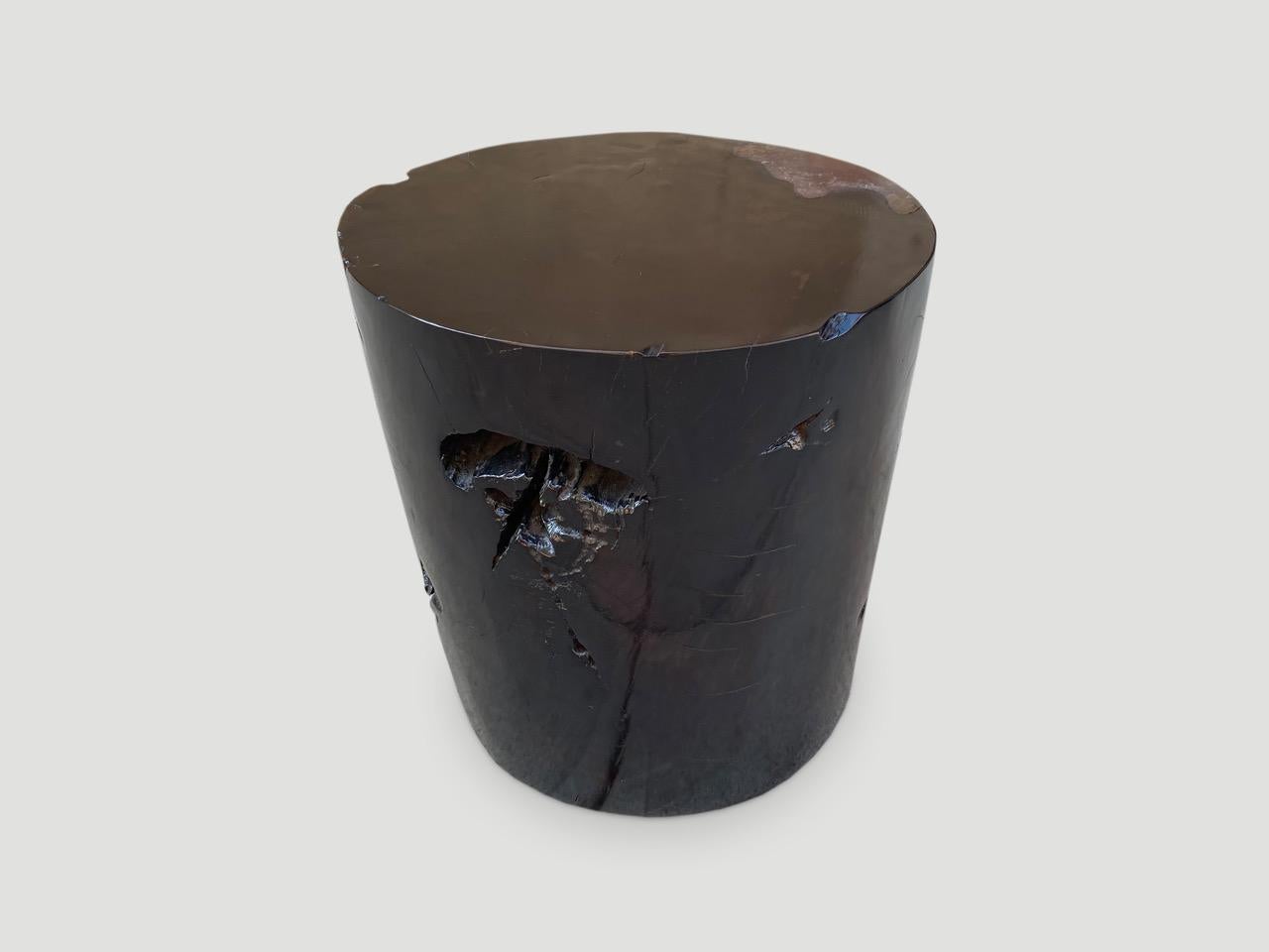 Andrianna Shamaris Organic Cracked Resin and Teak Wood Side Table 3