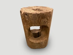 Andrianna Shamaris Organic Cylinder Teak Wood Side Table