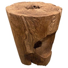 Andrianna Shamaris Organic Cylinder Teak Wood Side Table