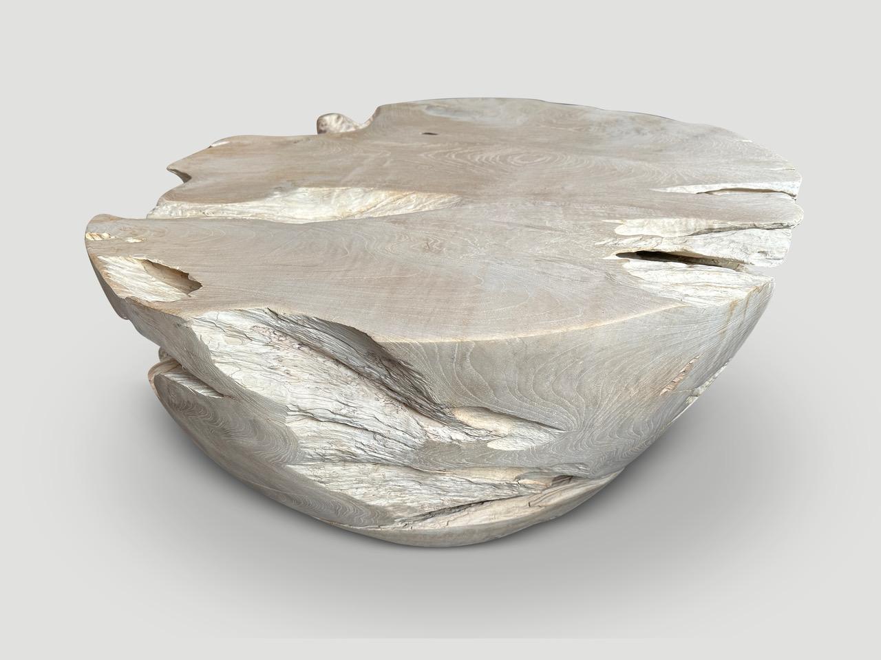 Bois Andrianna Shamaris Table basse en bois de teck en forme de tambour organique en vente