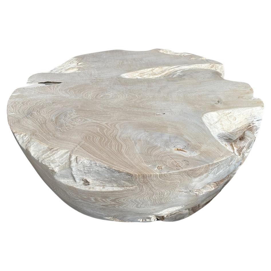 Andrianna Shamaris Table basse en bois de teck en forme de tambour organique