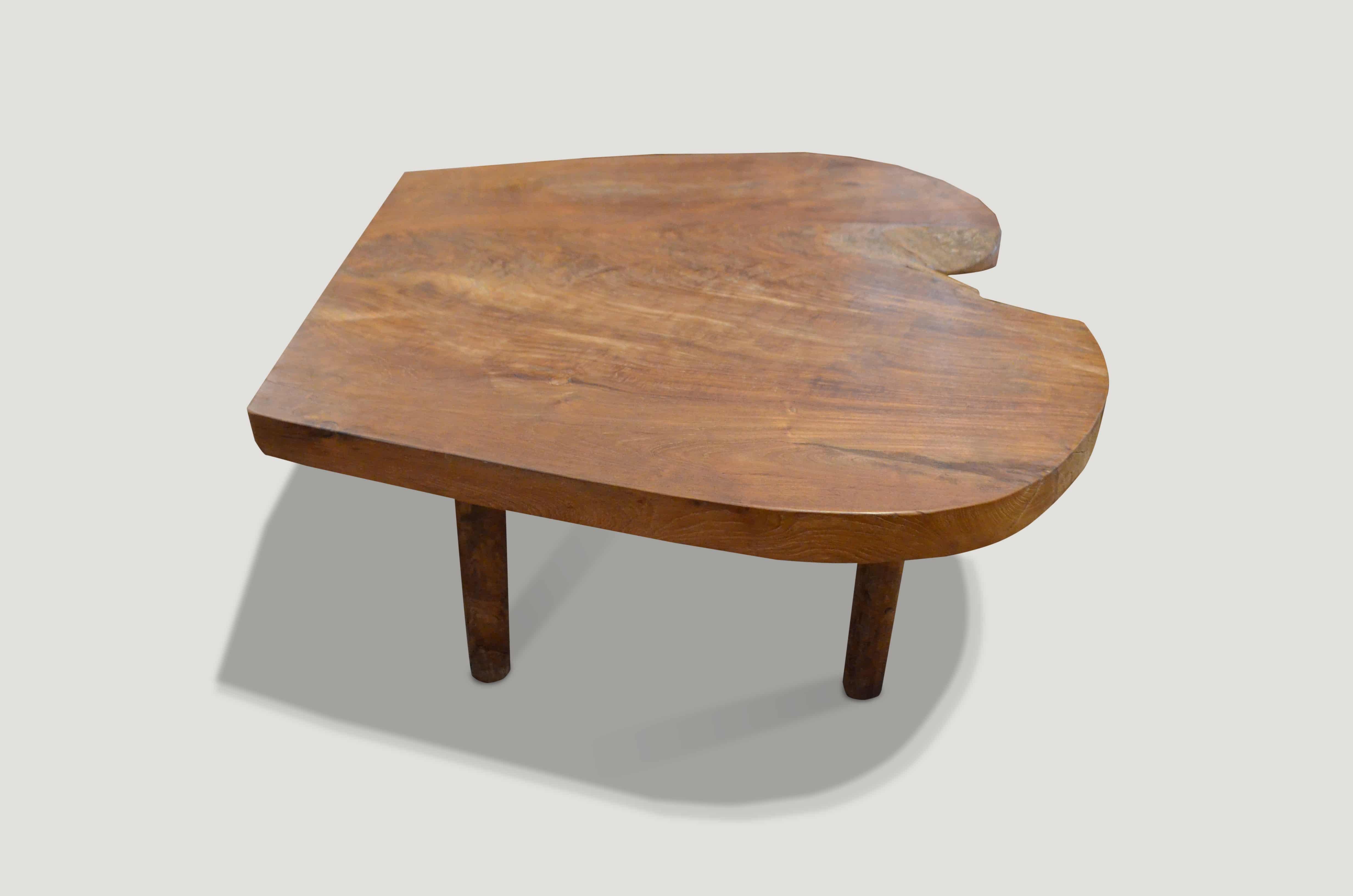 Mid-Century Modern Andrianna Shamaris Organic Mid Century Style Teak Wood Coffee Table For Sale