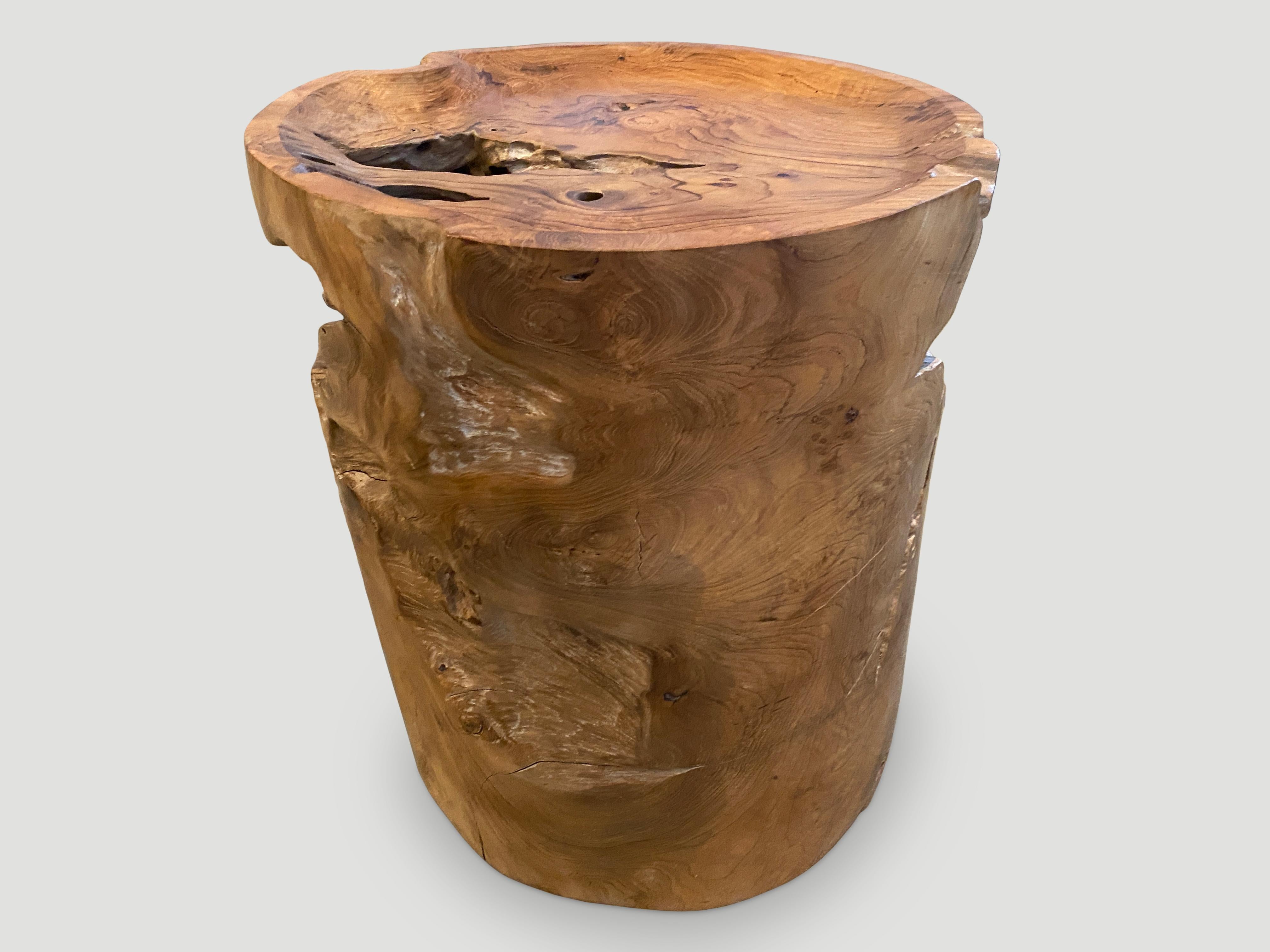 Natural organic formed reclaimed teak root side table. We hand carved the top section into a tray style and polished the beautiful aged teak with a natural oil finish. Organic is the new modern. 

Own an Andrianna Shamaris original.

Andrianna