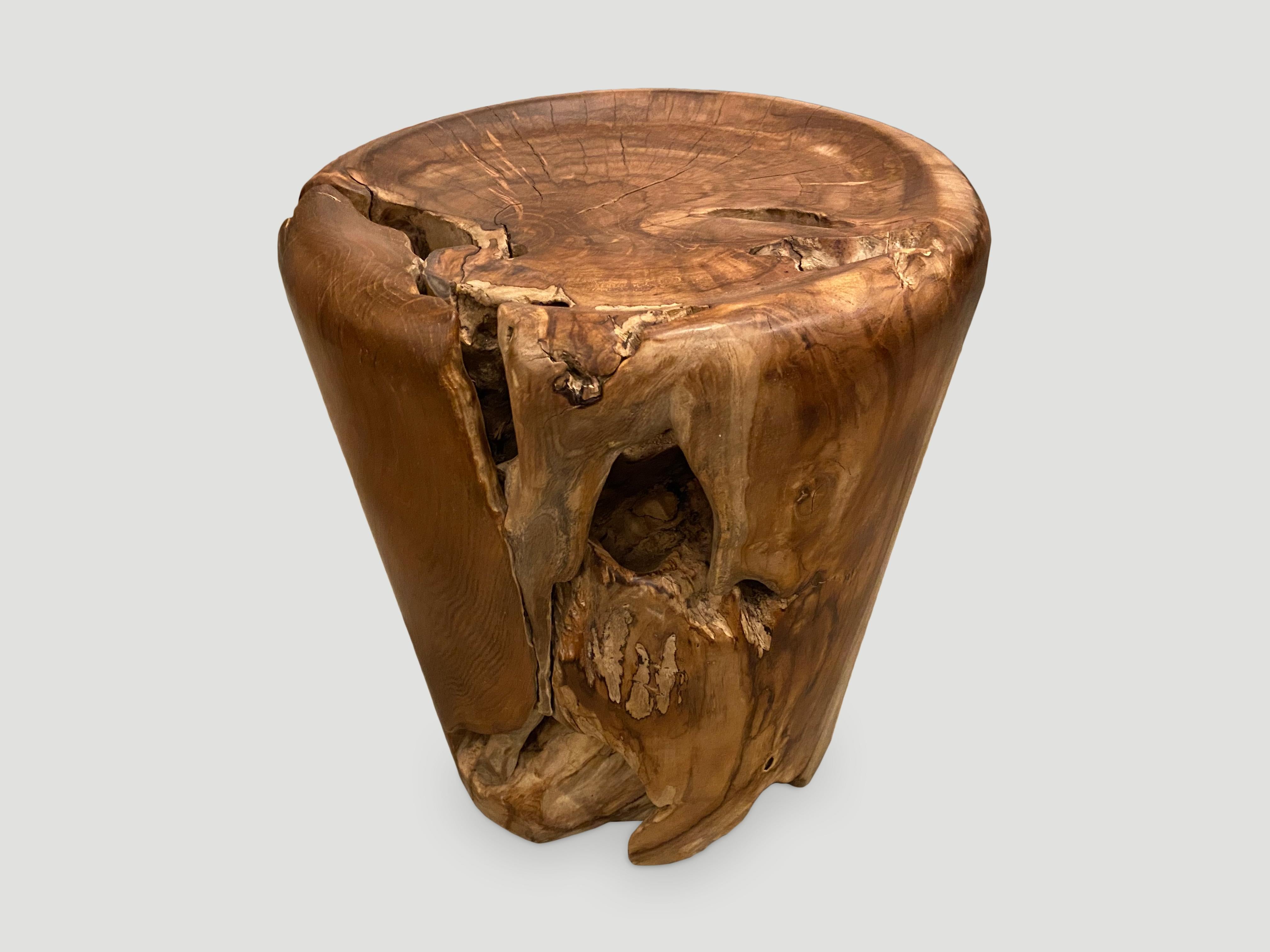 Contemporary Andrianna Shamaris Organic Natural Teak Wood Tray Side Table For Sale