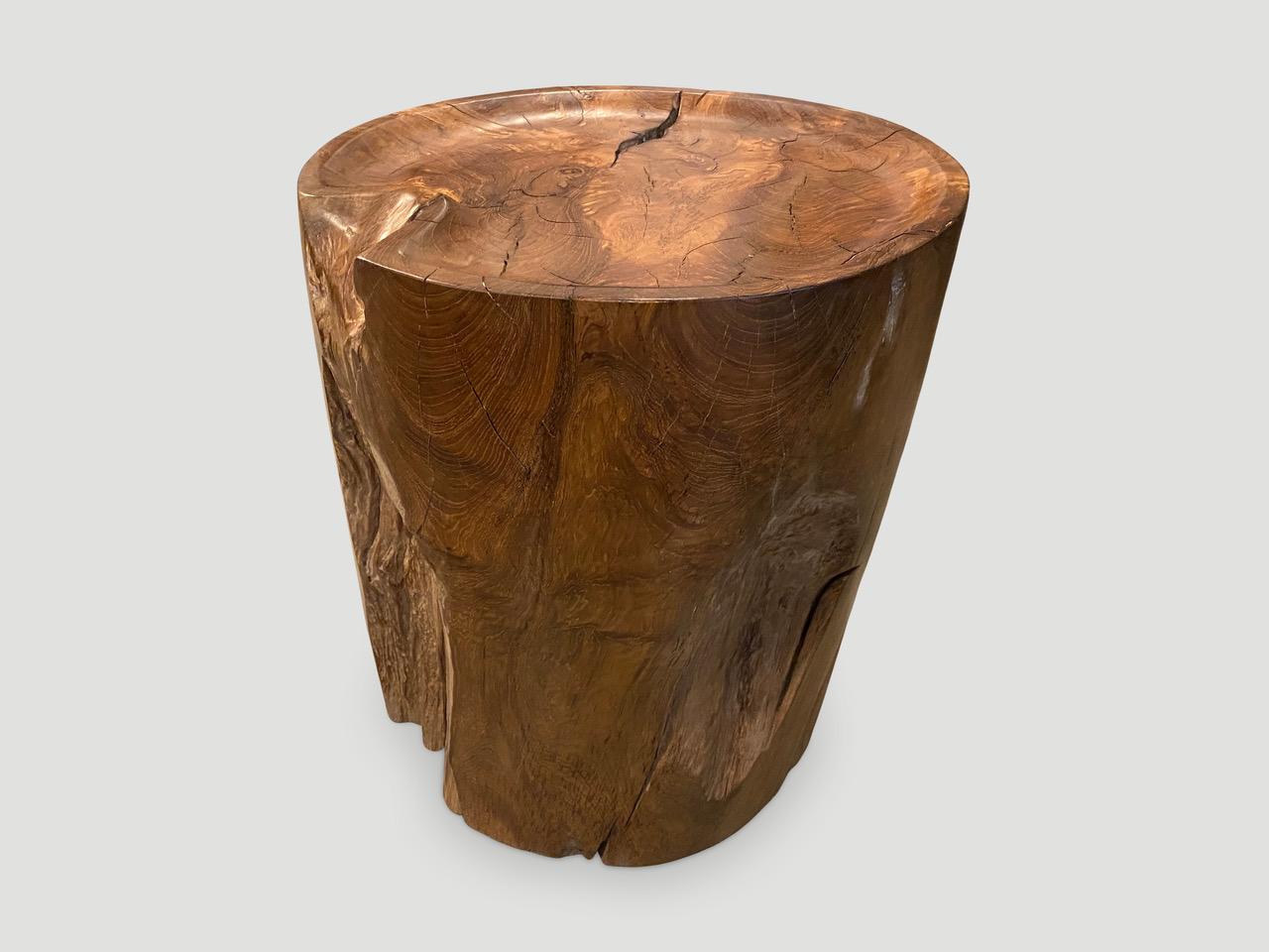 Andrianna Shamaris Organic Natural Teak Wood Tray Side Table For Sale 1