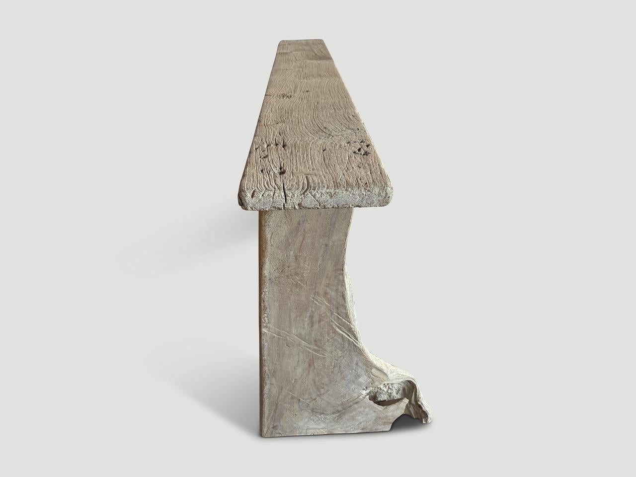 Organic Modern Andrianna Shamaris Organic Sculptural Teak Wood Console Table For Sale