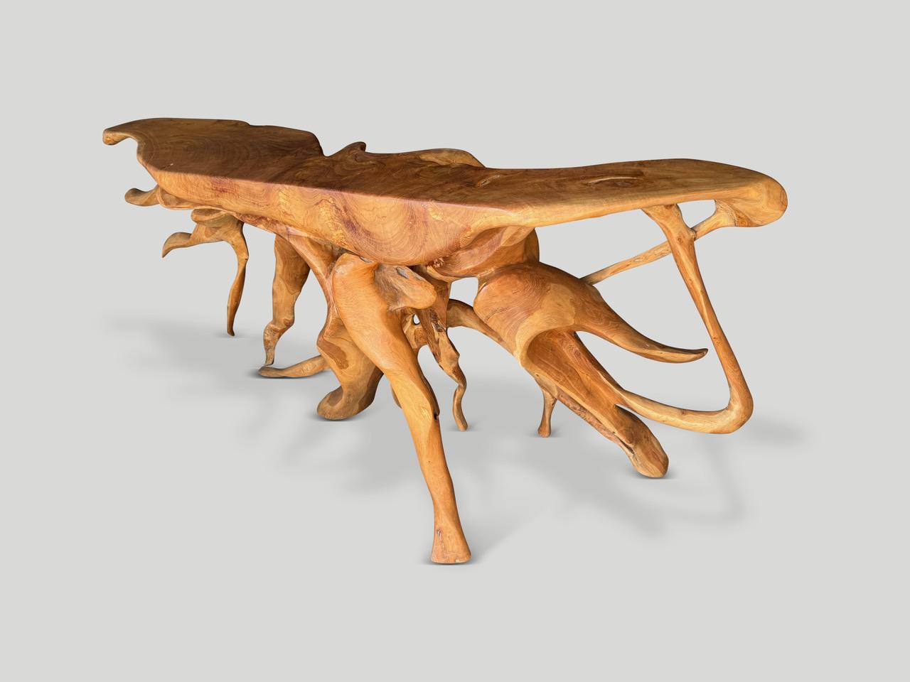 Andrianna Shamaris Organic Sculptural Teak Wood Console Table In Excellent Condition For Sale In New York, NY