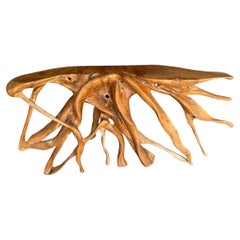 Andrianna Shamaris Organic Sculptural Teak Wood Console Table