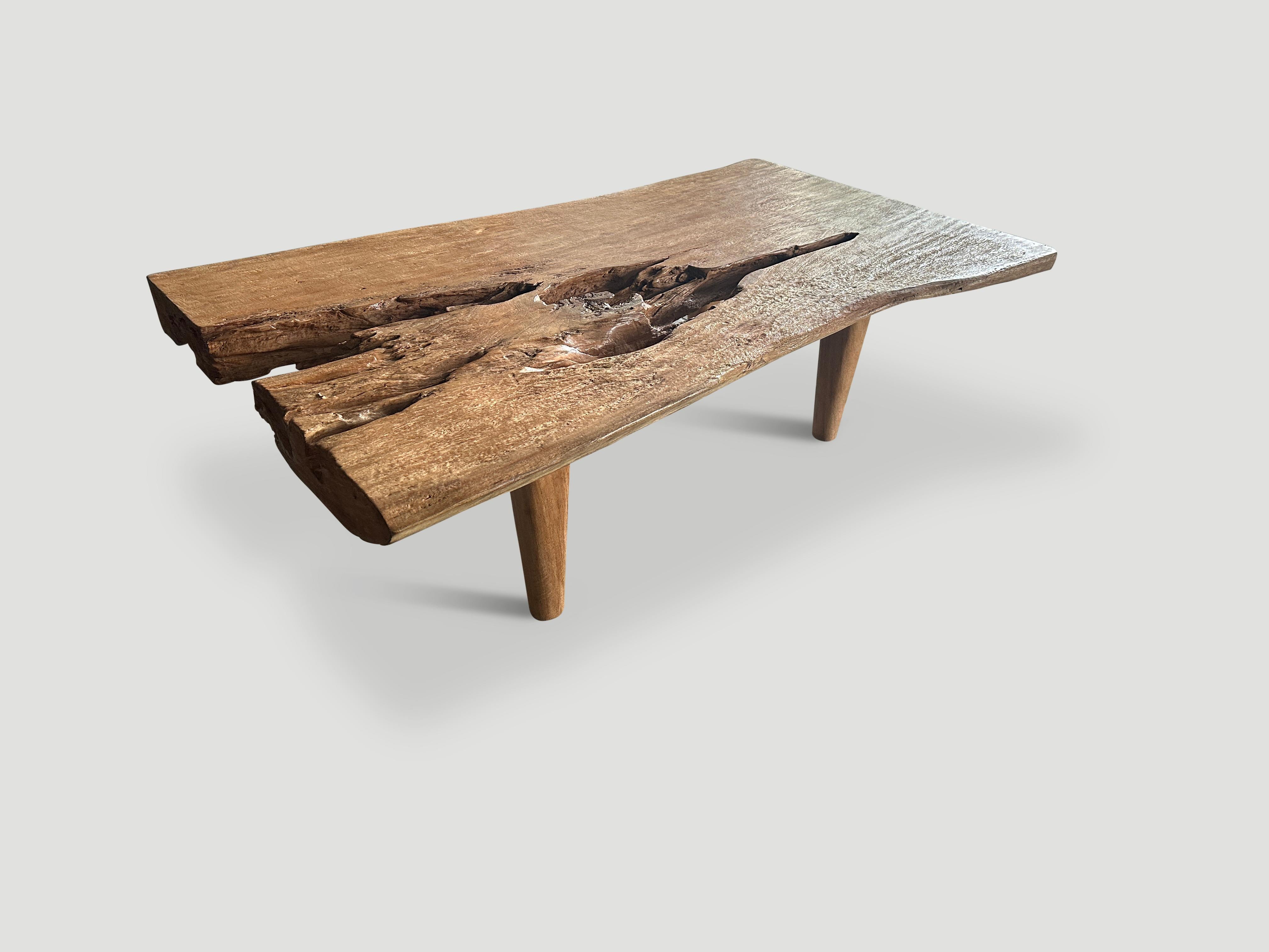 Contemporary Andrianna Shamaris Organic Single Slab Suar Wood Coffee Table For Sale