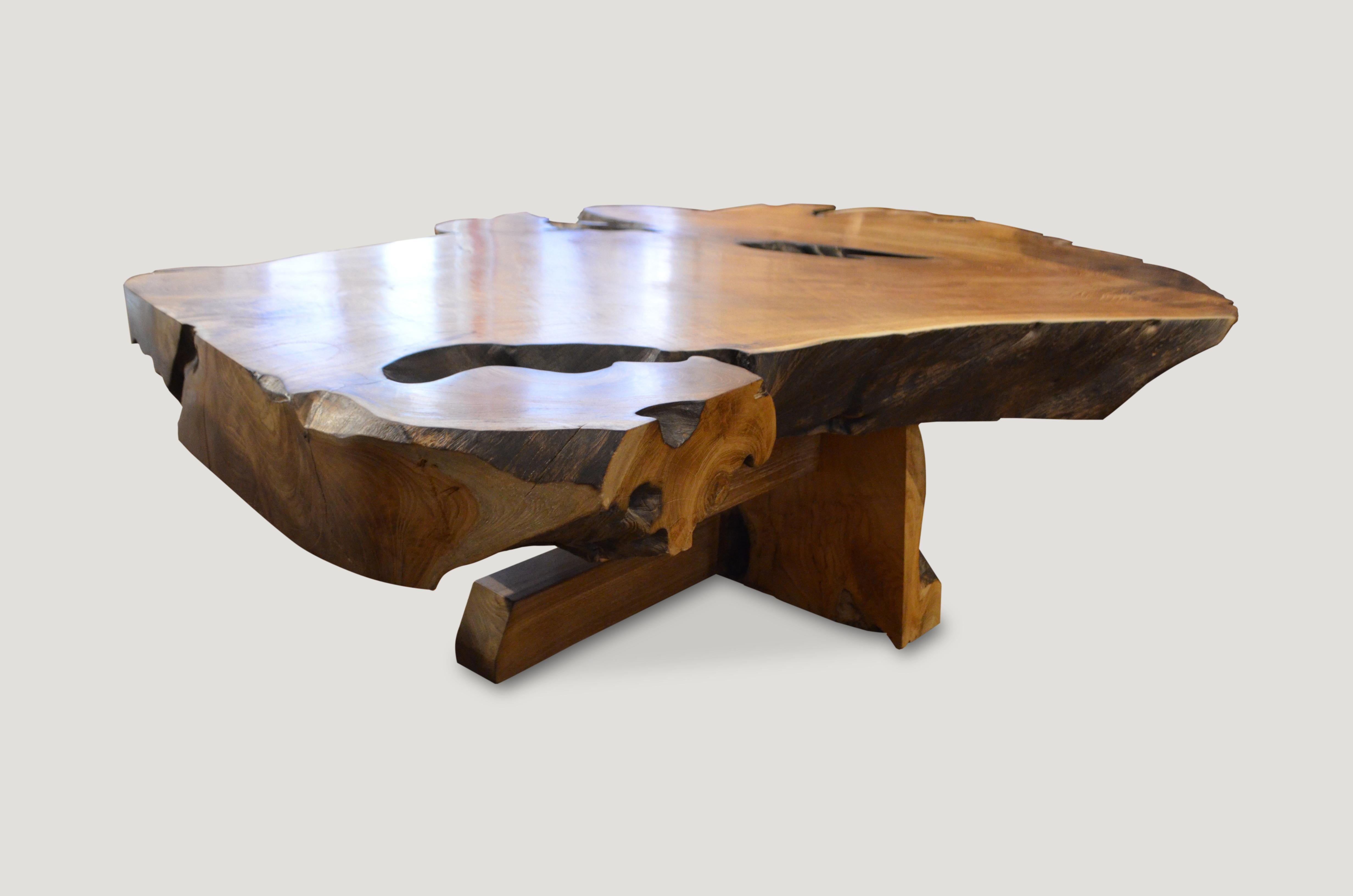 Andrianna Shamaris Organic Slab Teak Wood Coffee Table In Excellent Condition In New York, NY