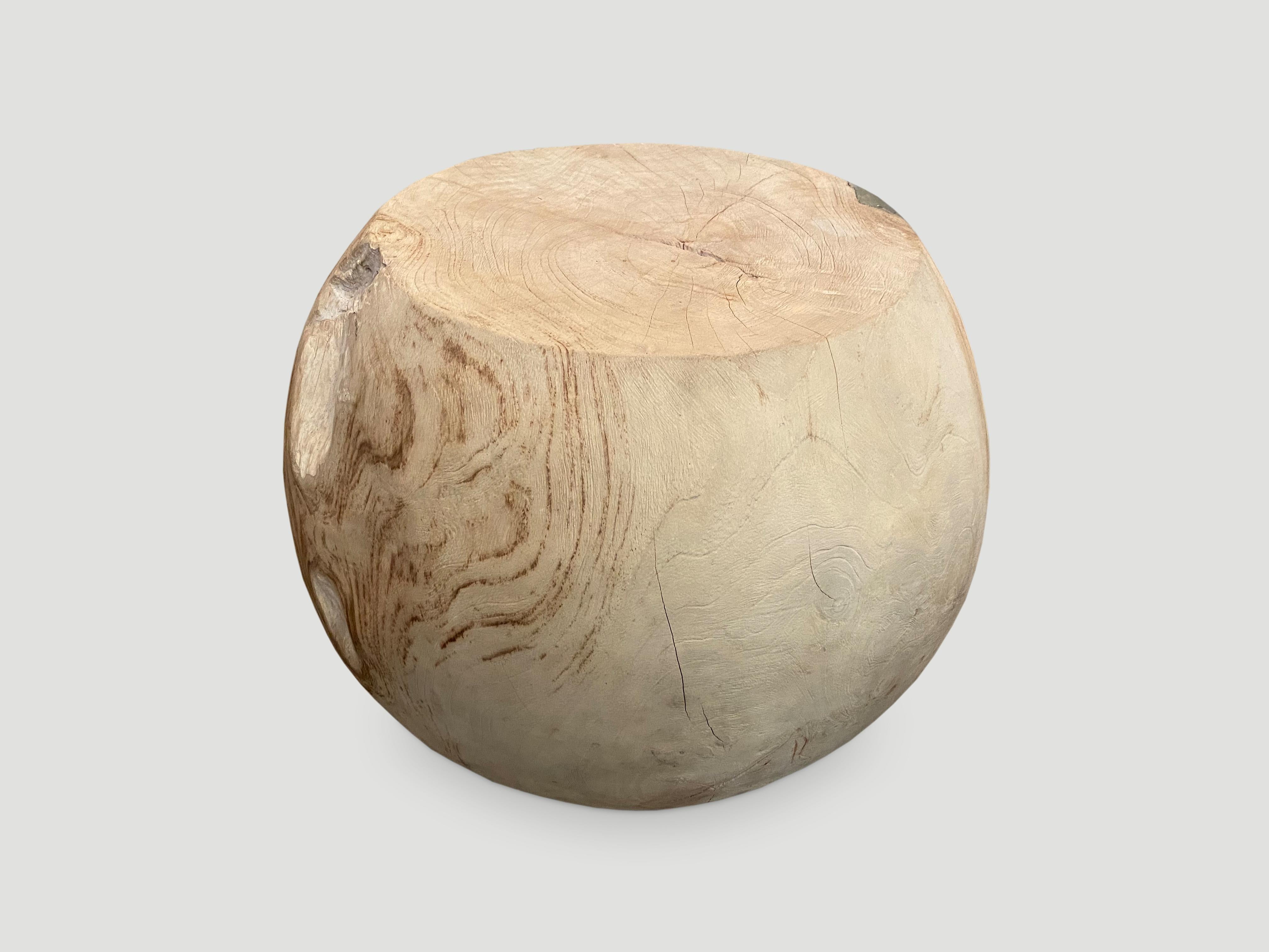 Organic Modern Andrianna Shamaris Organic Teak Wood and Resin Drum Side Table