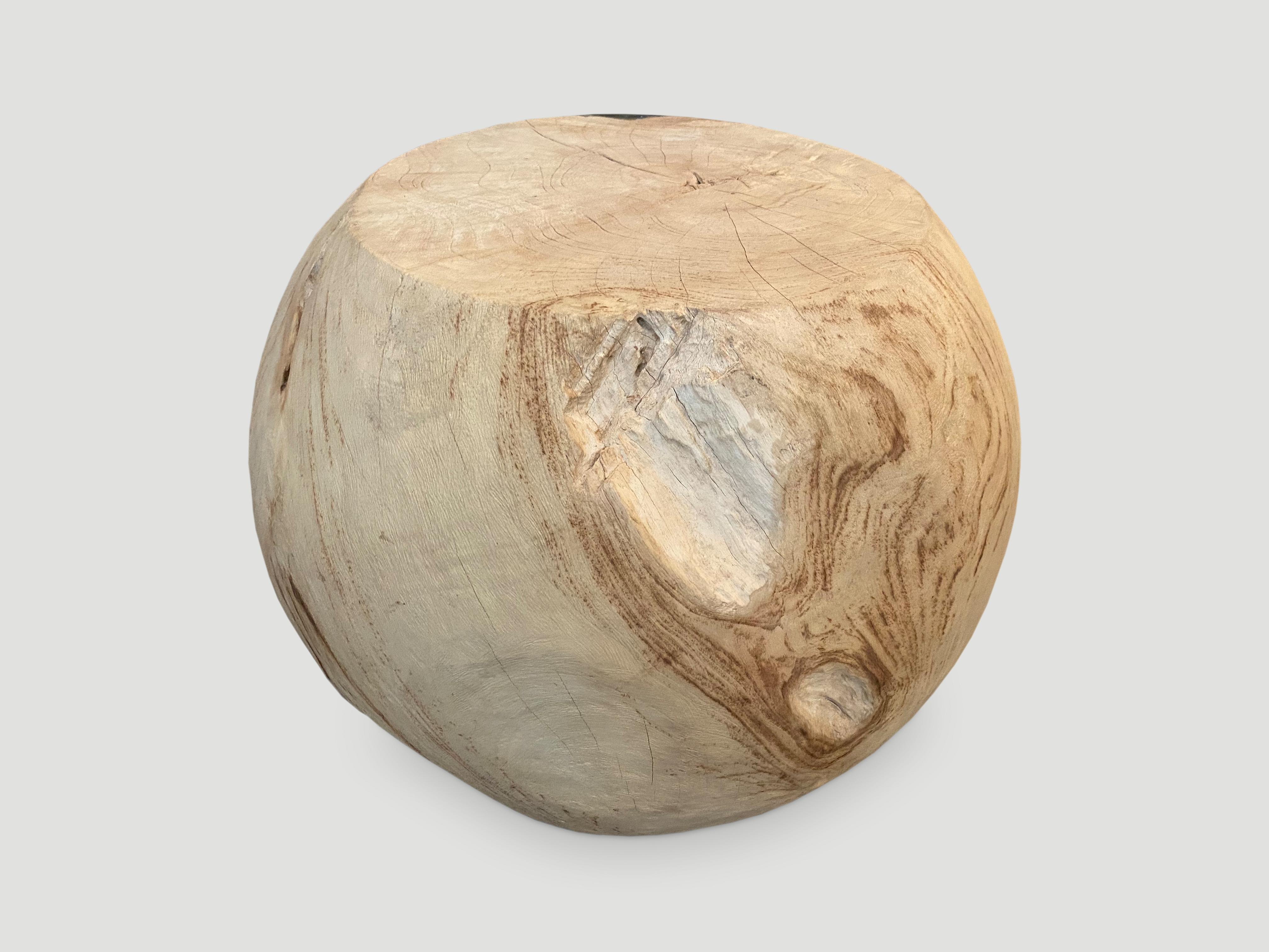 Andrianna Shamaris Organic Teak Wood and Resin Drum Side Table 1