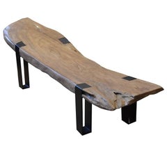 Andrianna Shamaris Reclaimed Teak Wood and Metal Bench or Chaise