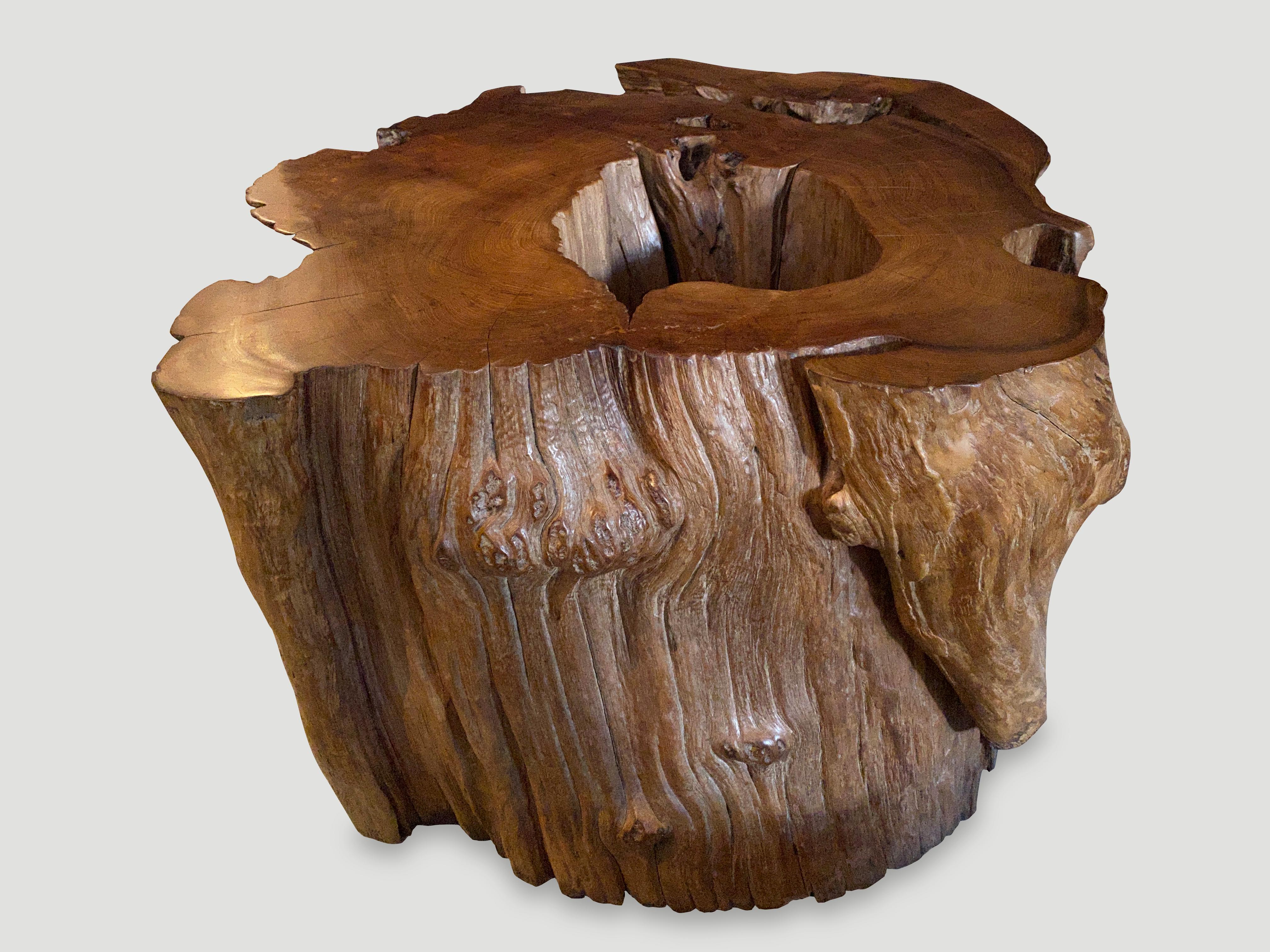 Organic Modern Andrianna Shamaris Organic Teak Wood Coffee Table or Pedestal For Sale