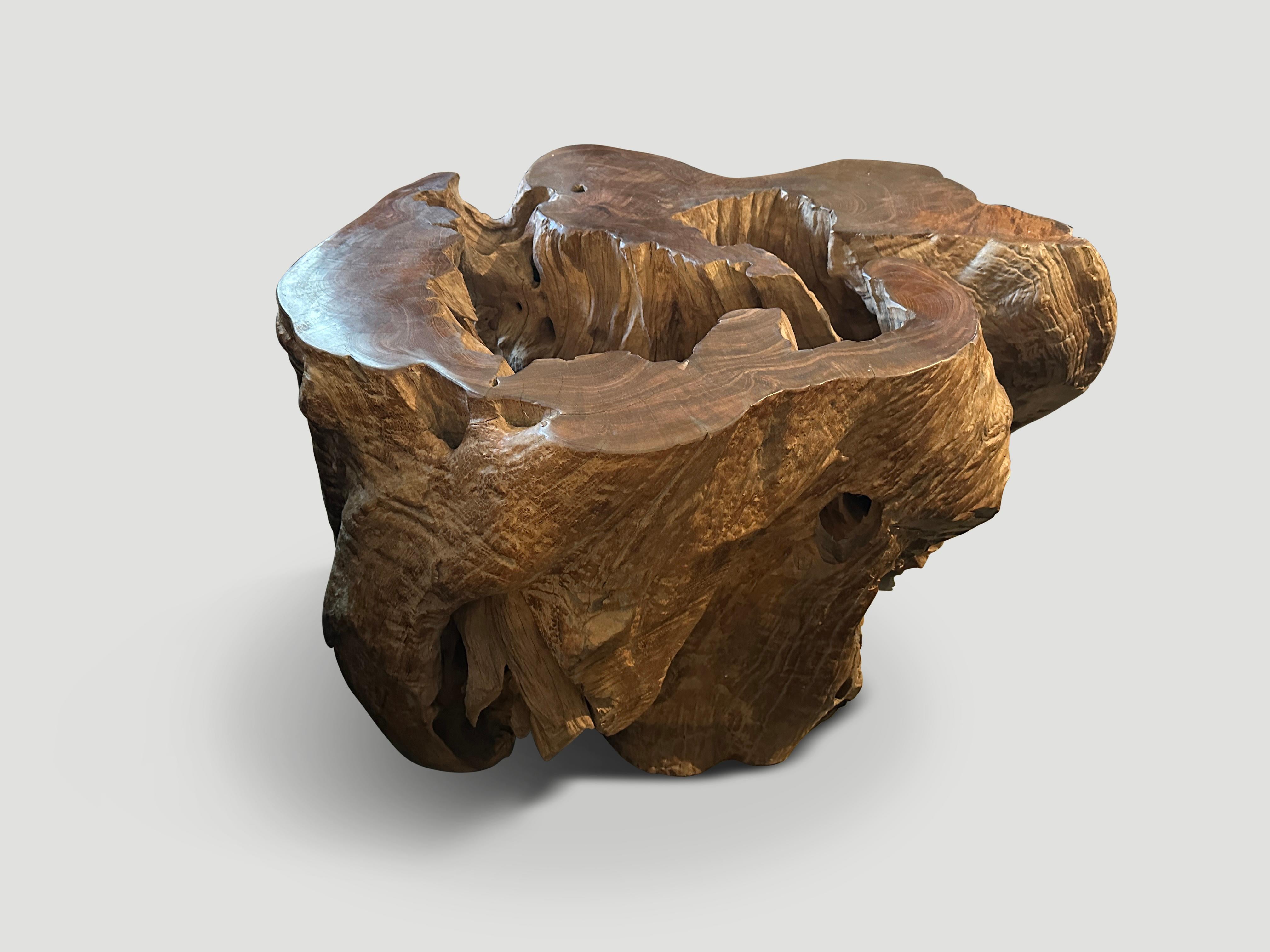 Organic Modern Andrianna Shamaris Organic Teak Wood Coffee Table or Pedestal For Sale