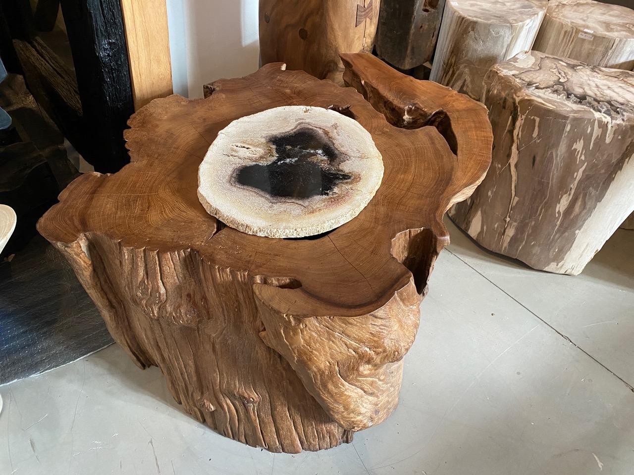 Andrianna Shamaris Organic Teak Wood Coffee Table or Pedestal 1