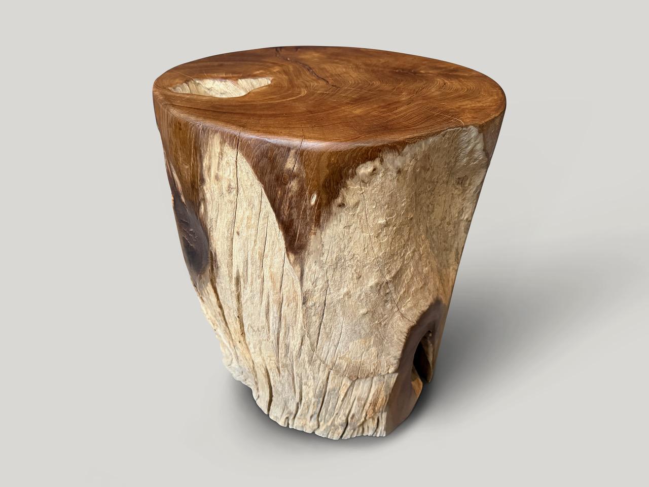 Andrianna Shamaris Mesa auxiliar cilíndrica de madera de teca ecológica Siglo XXI y contemporáneo en venta
