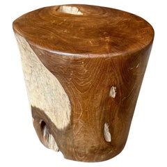 Andrianna Shamaris Organic Teak Wood Cylinder Side Table