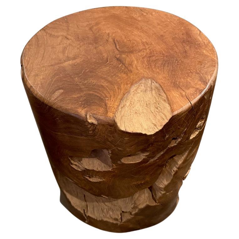Andrianna Shamaris Mesa auxiliar cilíndrica de madera de teca ecológica en venta