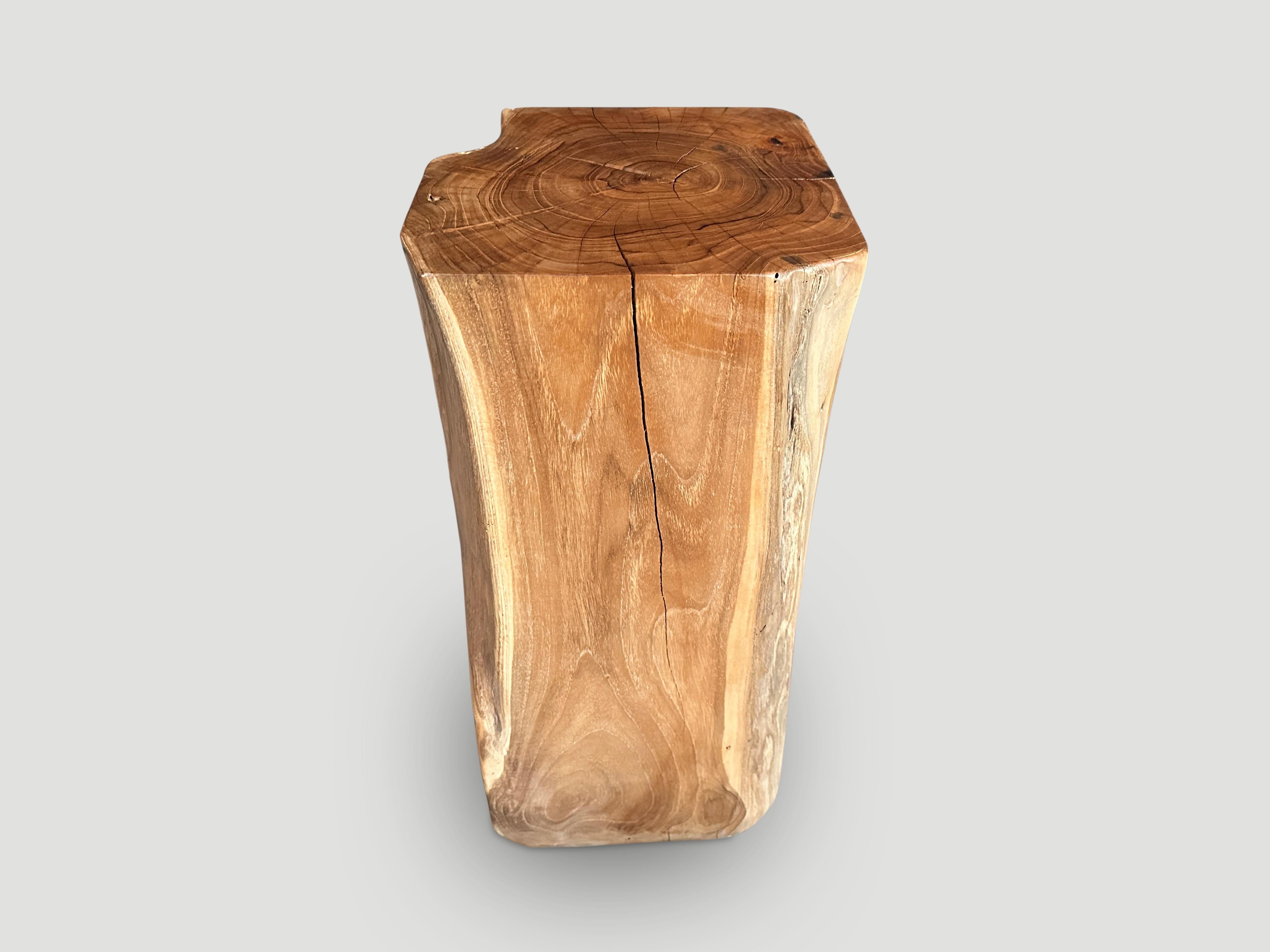 Organic Modern Andrianna Shamaris Organic Teak Wood Pedestal or Side Table For Sale