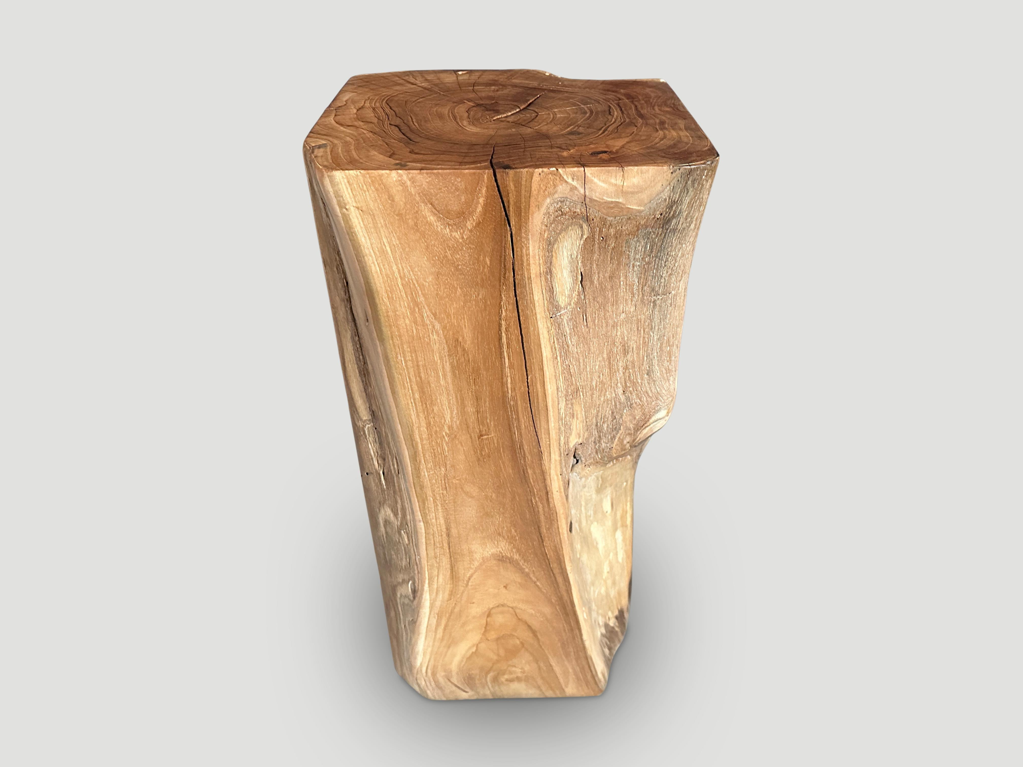 Andrianna Shamaris Organic Teak Wood Pedestal or Side Table In Excellent Condition For Sale In New York, NY
