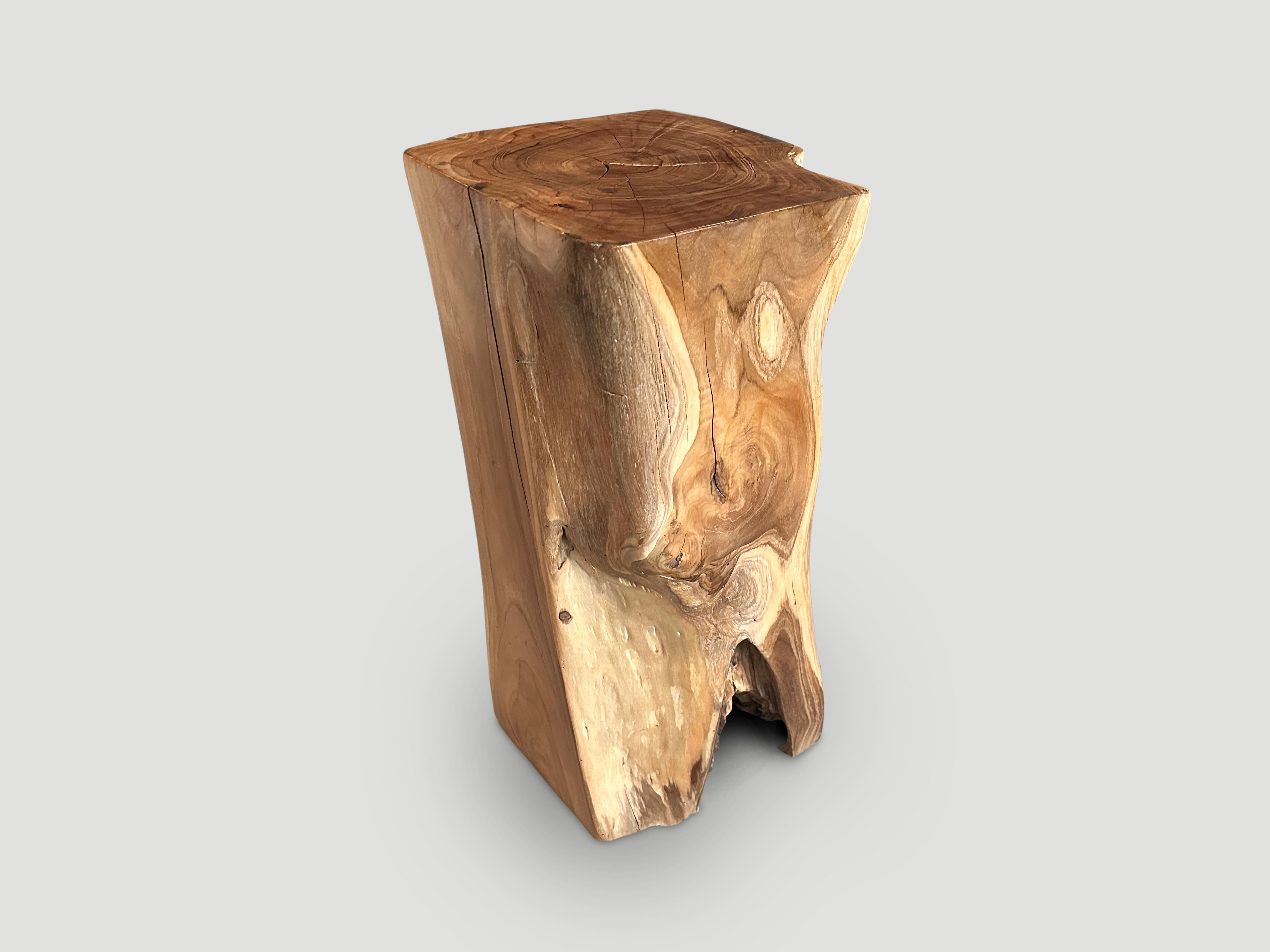 Contemporary Andrianna Shamaris Organic Teak Wood Pedestal or Side Table For Sale