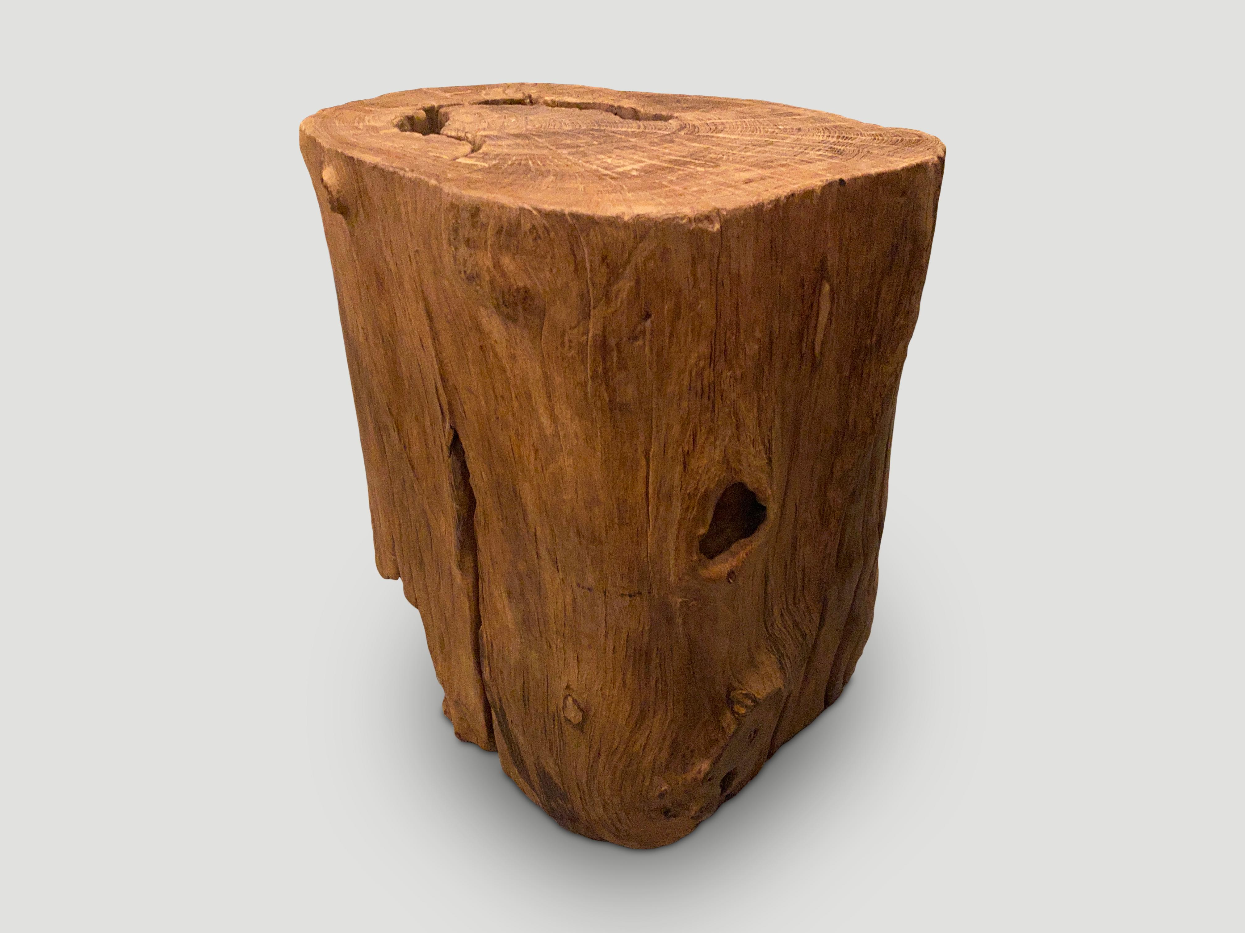 Organic Modern Andrianna Shamaris Organic Teak Wood Side Table or Pedestal