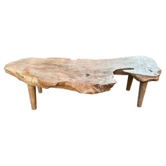 Andrianna Shamaris Table basse en bois de teck lavé blanc organique