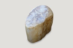 Andrianna Shamaris Oval Petrified Wood Side Table