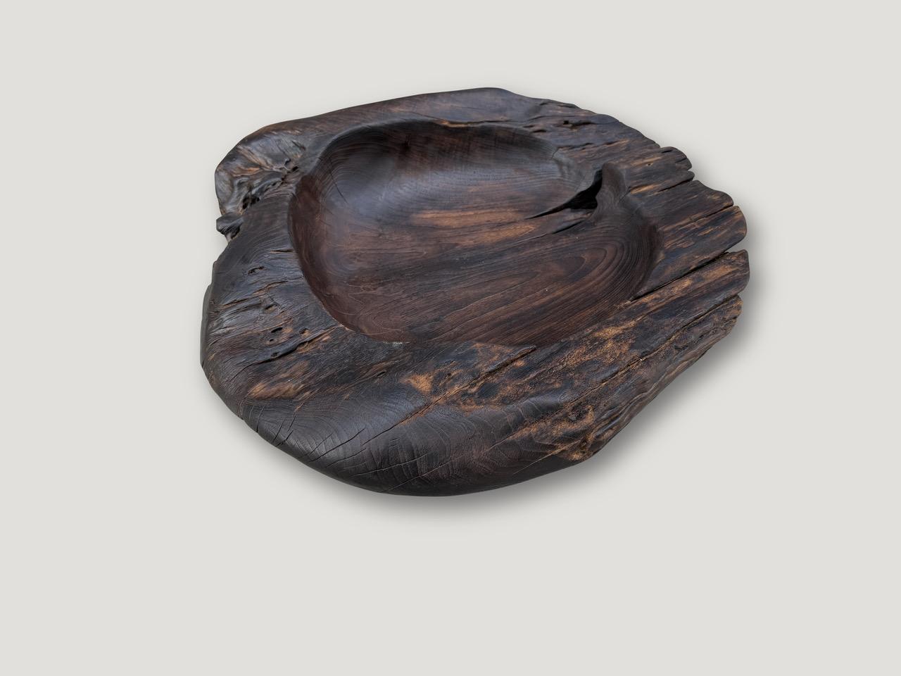 Andrianna Shamaris Vaso scultoreo in legno di teak carbonizzato di dimensioni eccessive In condizioni ottime in vendita a New York, NY