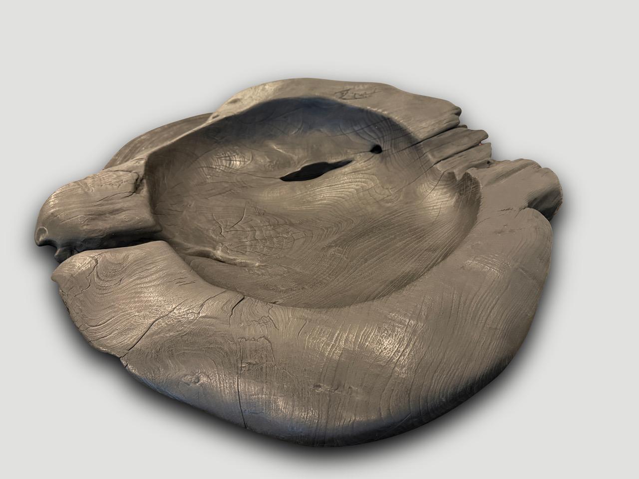 Andrianna Shamaris Over Sized Charred Sculptural Teak Wood Vessel In Excellent Condition For Sale In New York, NY