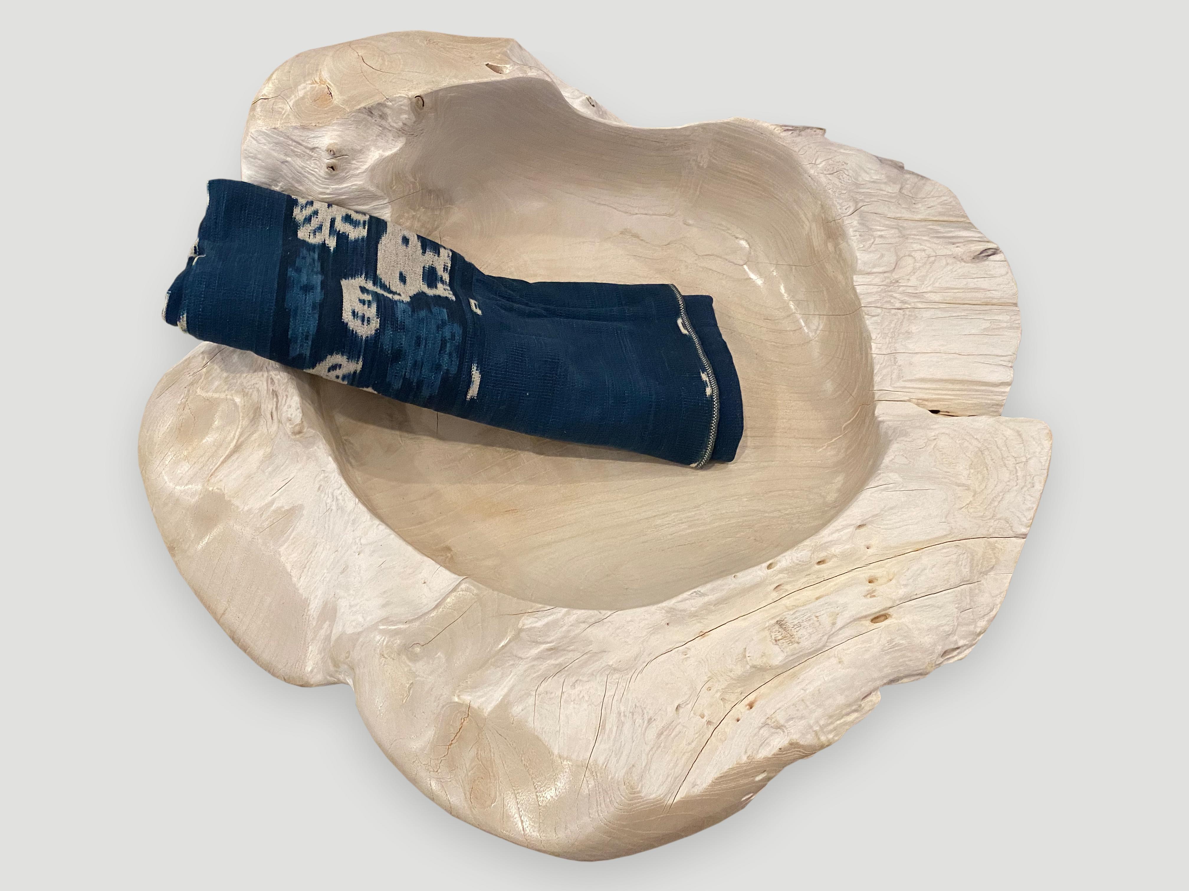 Andrianna Shamaris Oversized Bleached Sculptural Teak Wood Vessel In Excellent Condition In New York, NY