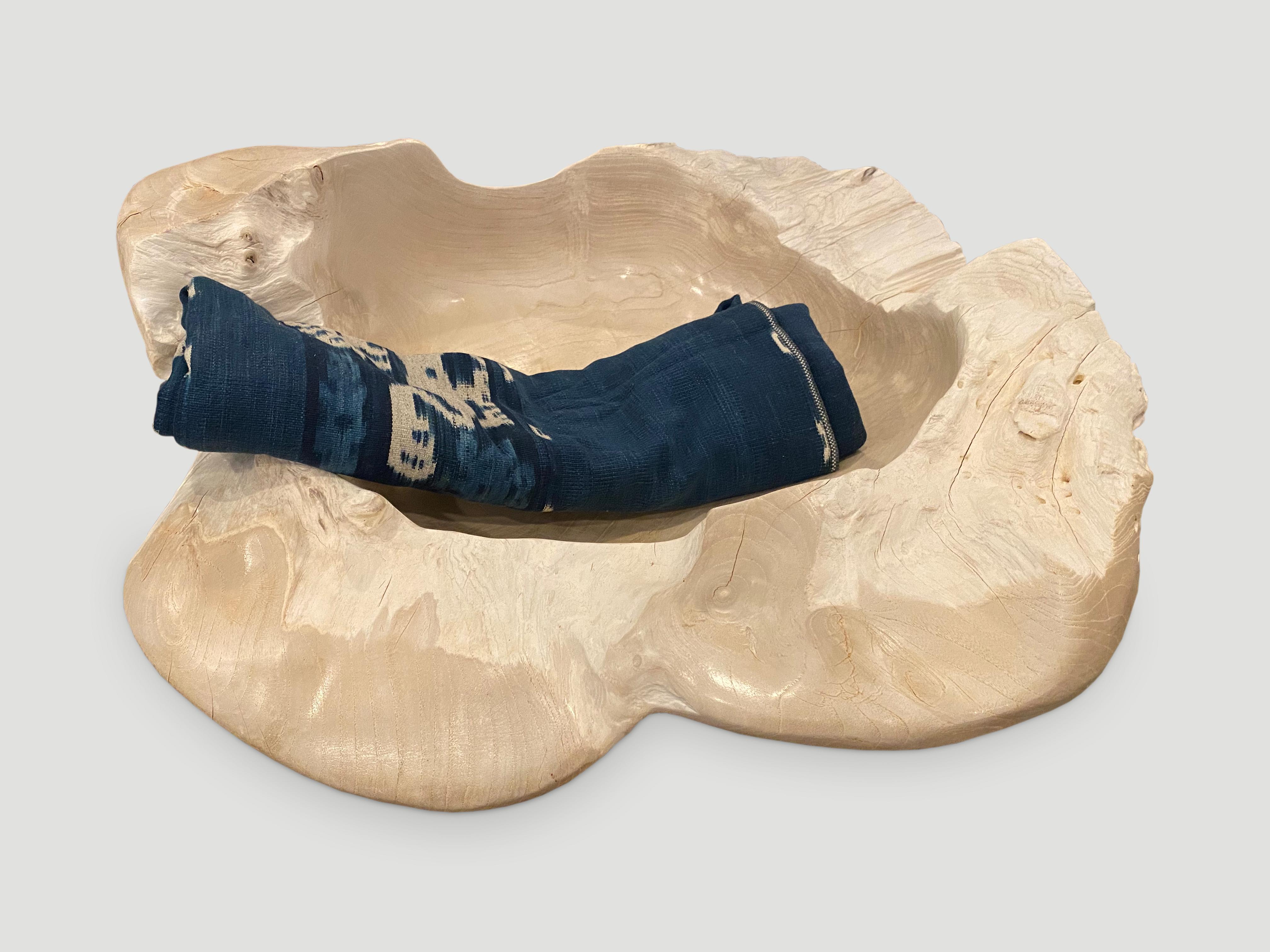 Andrianna Shamaris Oversized Bleached Sculptural Teak Wood Vessel 1