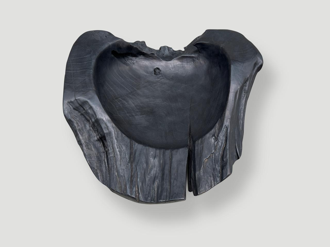 Andrianna Shamaris Oversized Charred Sculptural Teak Wood Vessel In Excellent Condition For Sale In New York, NY