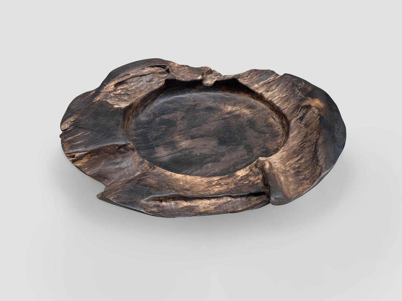 Contemporary Andrianna Shamaris Oversized Charred Sculptural Teak Wood Vessel For Sale