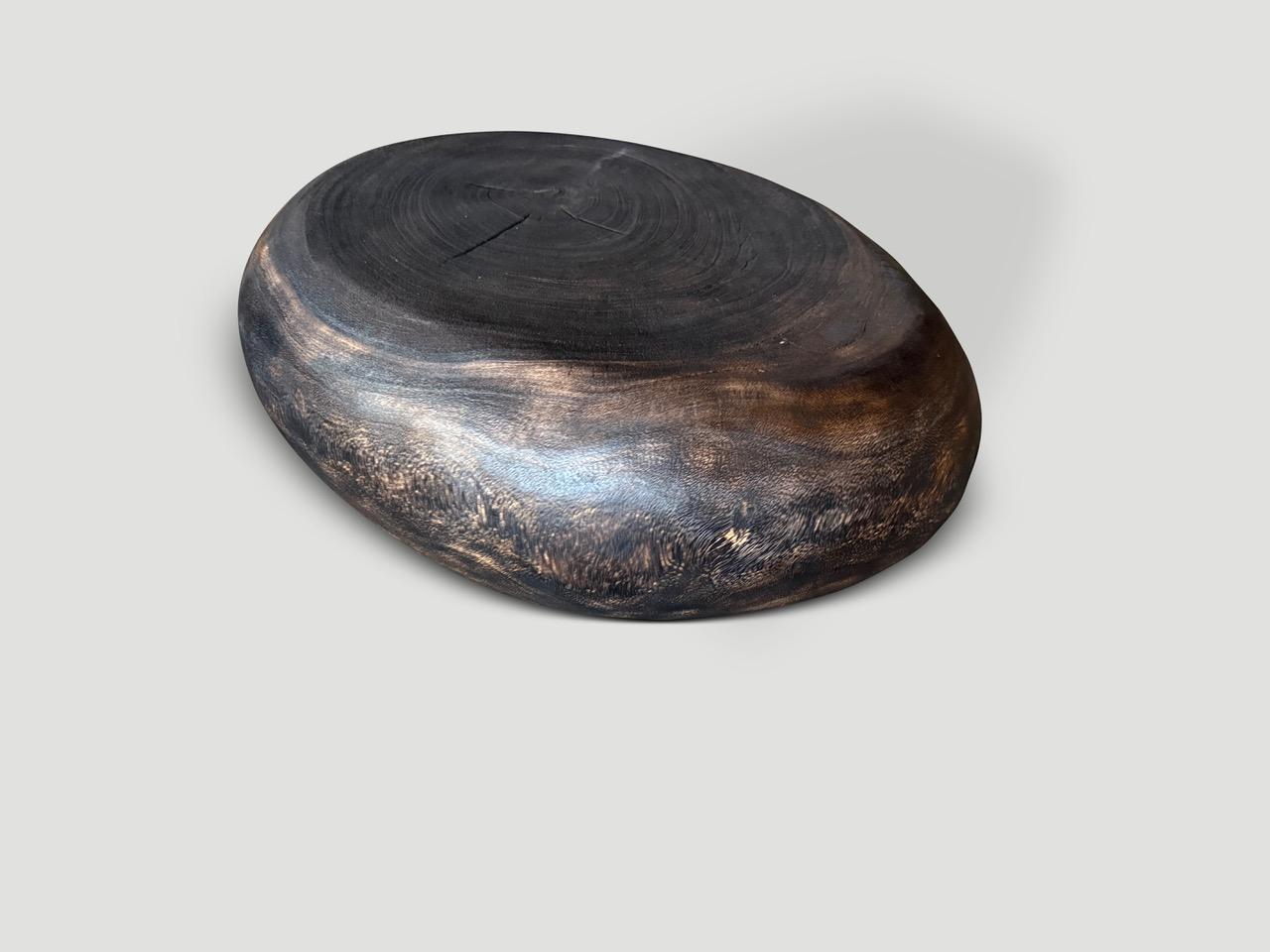 Organic Modern Andrianna Shamaris Pebble Style Charred Coffee Table For Sale