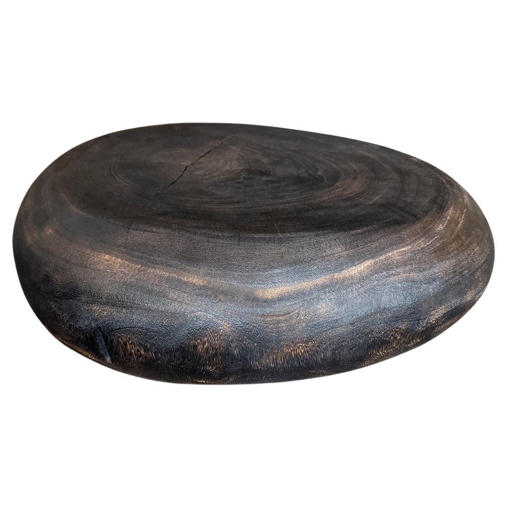 Andrianna Shamaris Mesa de centro de madera de suar carbonizada estilo guijarro en venta