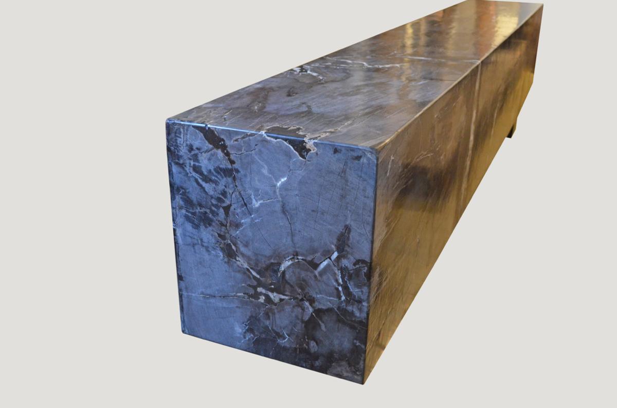 Organic Modern Andrianna Shamaris Petrified Wood Log Bench For Sale