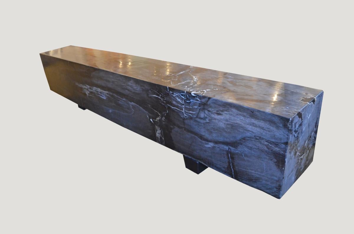 Andrianna Shamaris Petrified Wood Log Bench In Excellent Condition For Sale In New York, NY