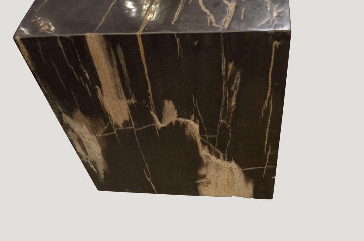 Andrianna Shamaris Petrified Wood Side Table In Excellent Condition For Sale In New York, NY