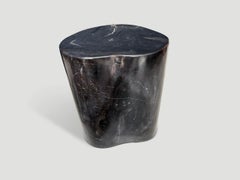 Andrianna Shamaris Petrified Wood Side Table, Modern Minimalist