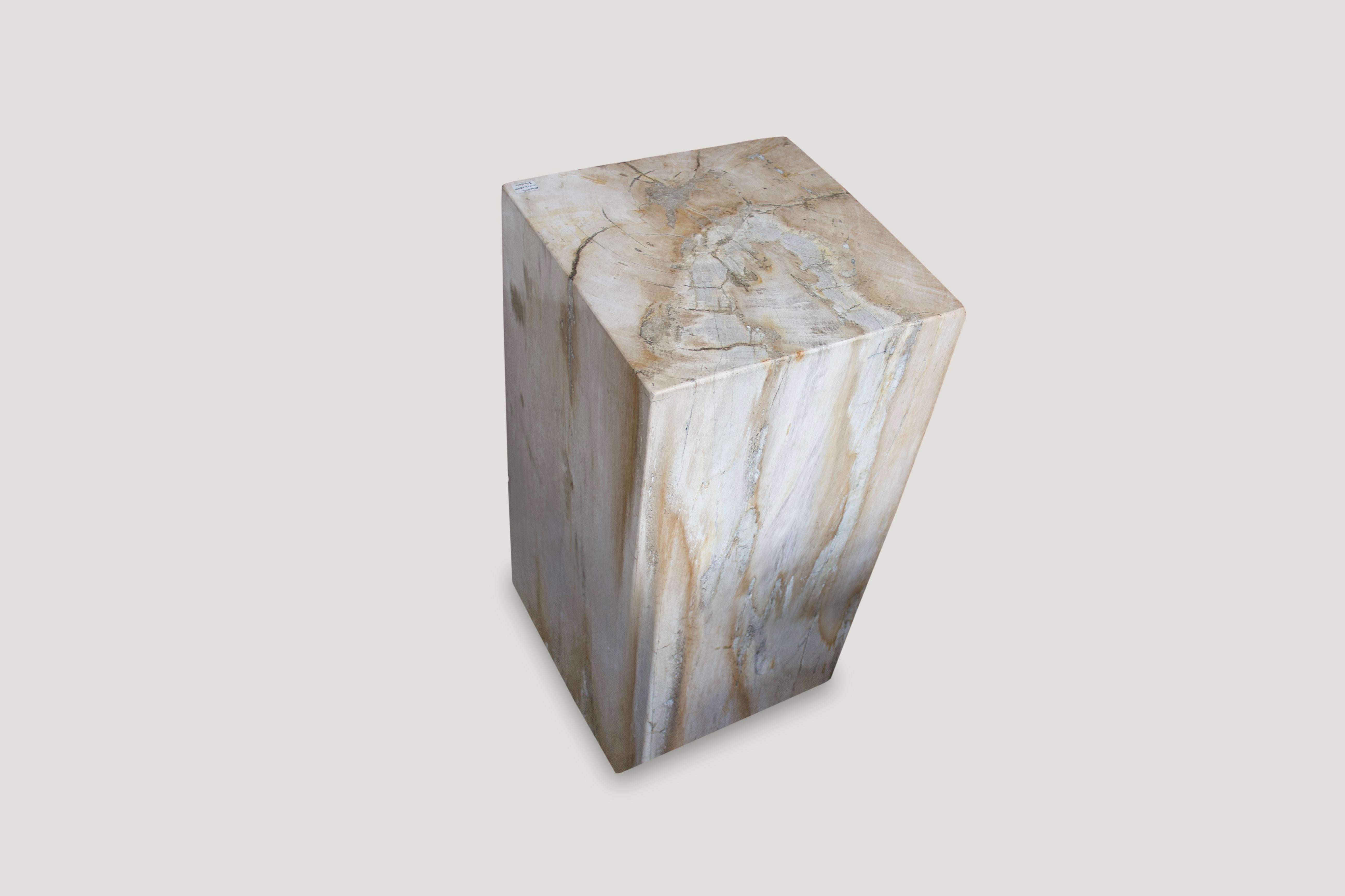 We source the highest quality petrified wood available. Each piece is hand selected and highly polished with minimal cracks. Petrified wood is extremely versatile – even great inside a bathroom shower. Perfect as a cocktail table, side table or