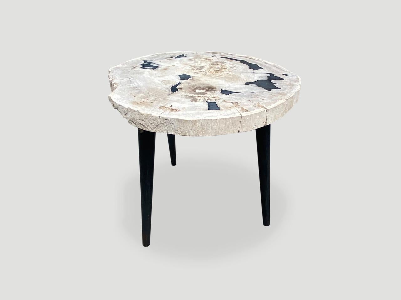 Metal Andrianna Shamaris Petrified Wood Slab Table with Steel Base For Sale