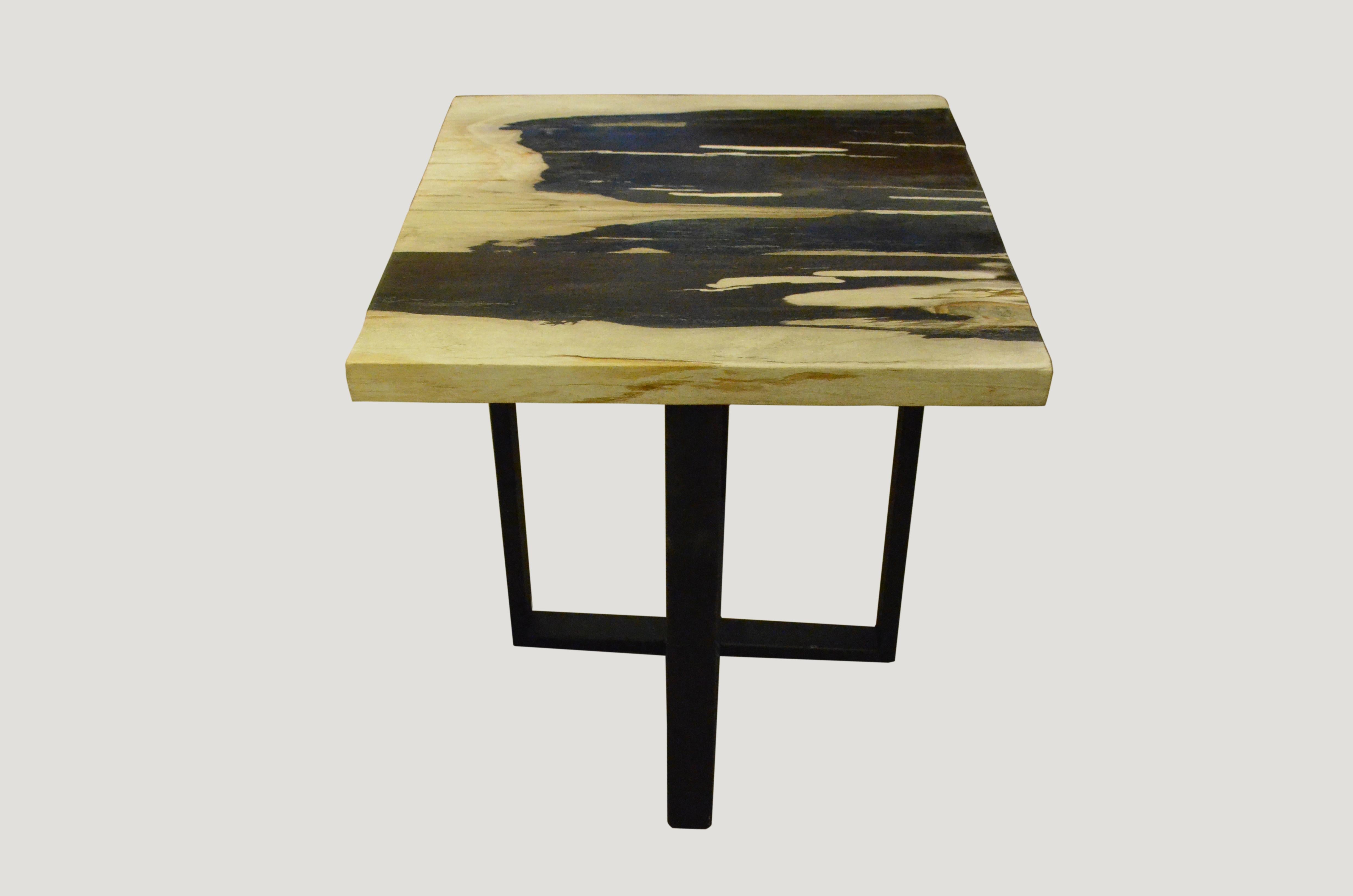 Organic Modern Andrianna Shamaris Petrified Wood Slab Top Side Table For Sale